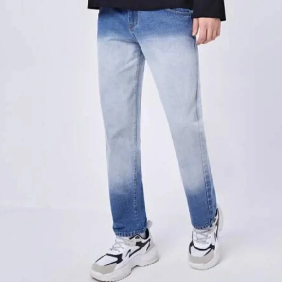 Shein Colorblock Men's Straight Leg Jeans - Picture 1 of 7